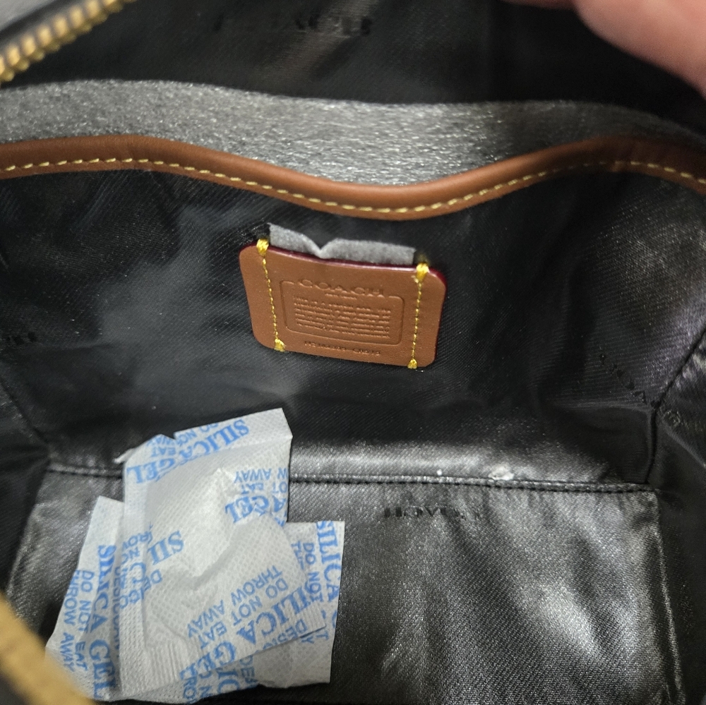 Coach Black Leather Cosmetic Bag with Gold Accent - Picture 8 of 14